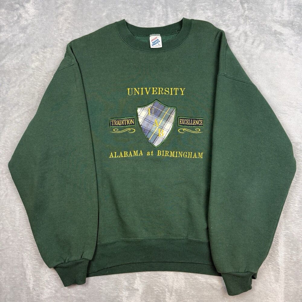 Vintage Jerzees UAB University Alabama Birmingham Sweatshirt Mens Large Green